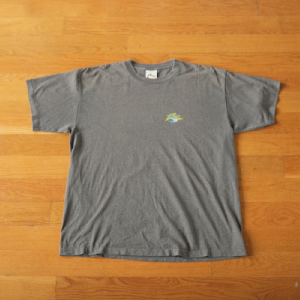 Rusty T-Shirt Mens Gray Graphic Hibiscus Surf Skate Aesthetic L Short Sleeve